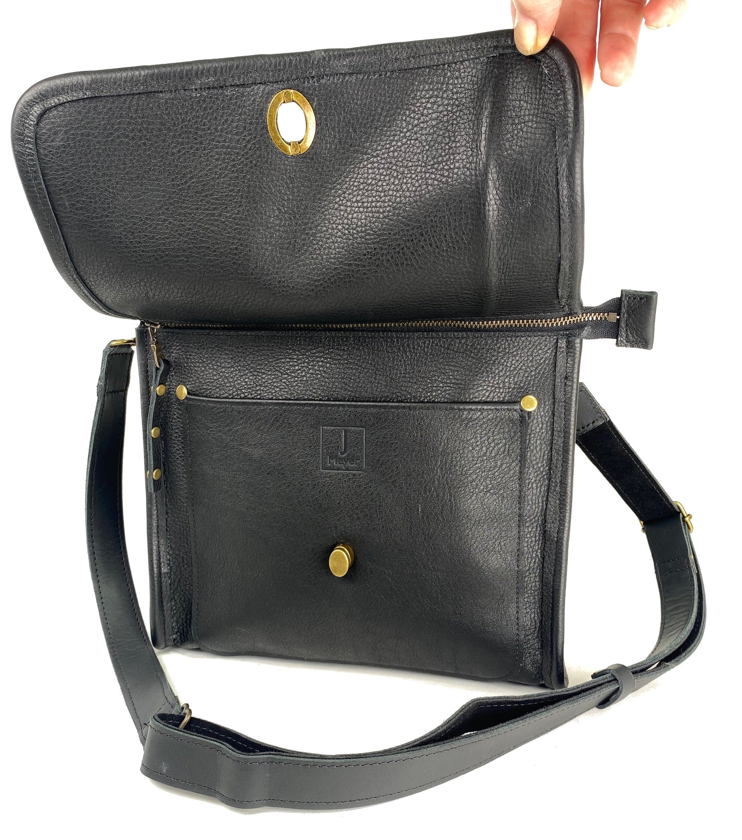 Leather Satchel Purse in Basic Black