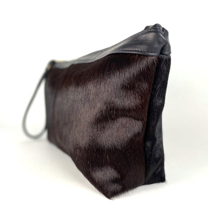 Large Clutch Hair-On Cowhide Purse in Sable