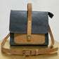 Leather Satchel Purse in Black and Tan