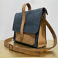 Leather Satchel Purse in Black and Tan