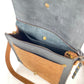 Leather Satchel Purse in Black and Tan