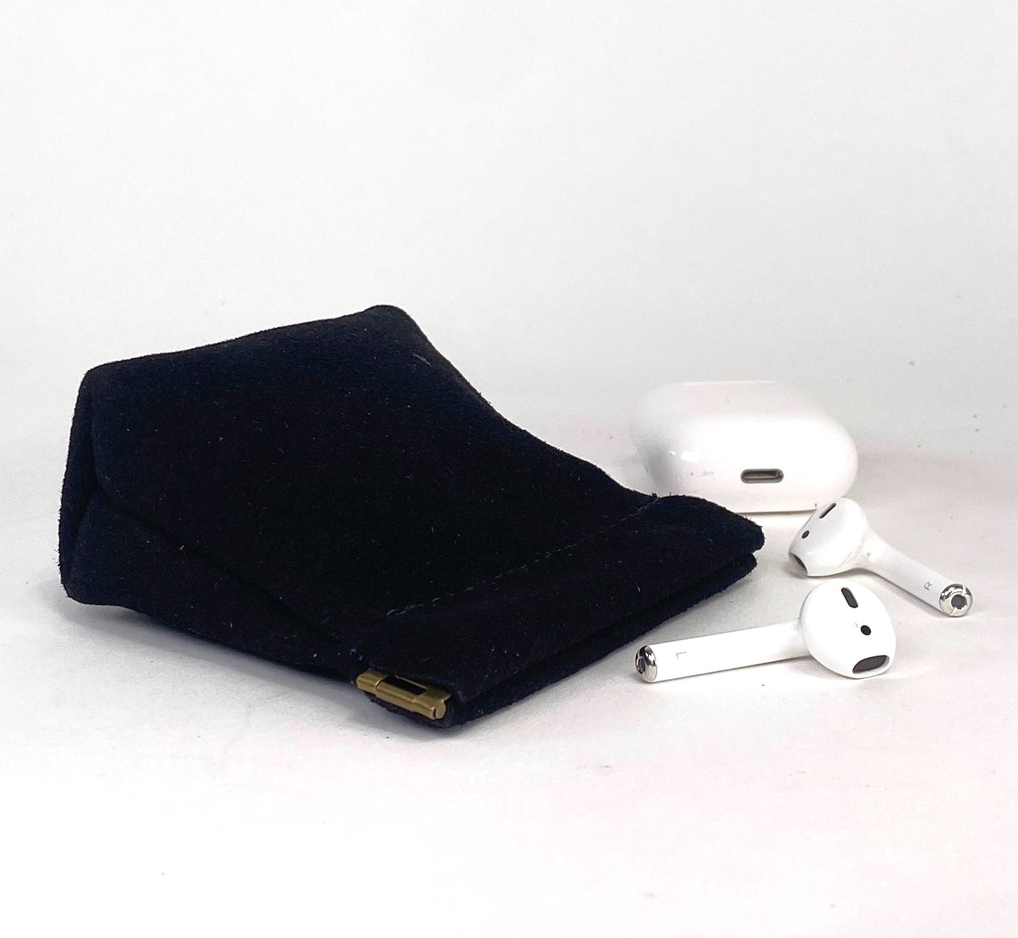 Black Suede Squeeze Coin Pouch Purse