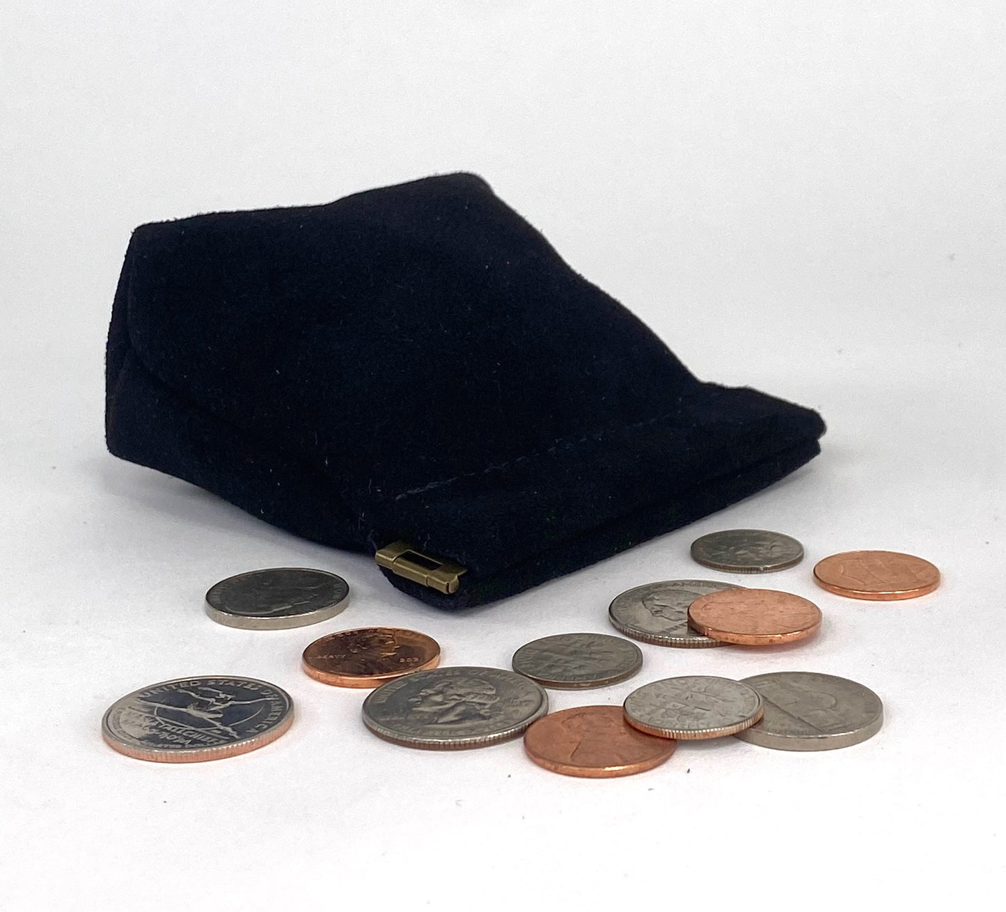 Black Suede Squeeze Coin Pouch Purse