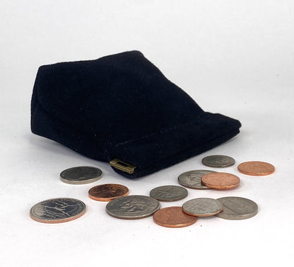 Black Suede Squeeze Coin Pouch Purse