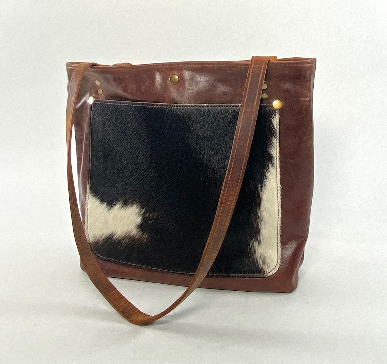 Brown Cowhide Leather Tote Bag