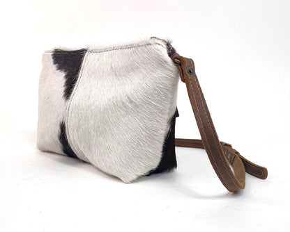 Tagalong Purse in Hair-On Cowhide Leather White & Black