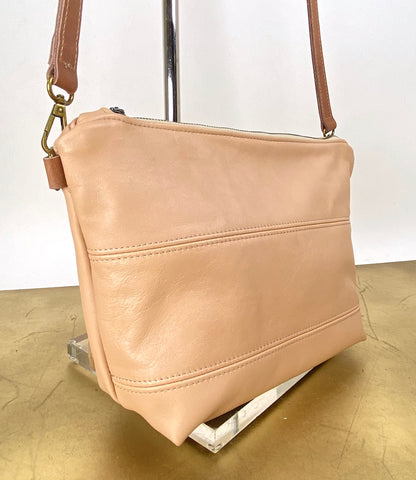 Leather Crossbody Purse in Taupe
