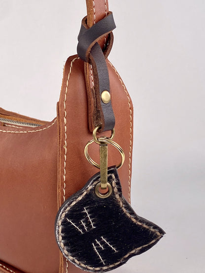 Kitty Cat Leather Key Chain Purse Charm