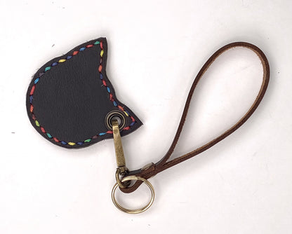 Kitty Cat Leather Key Chain Purse Charm