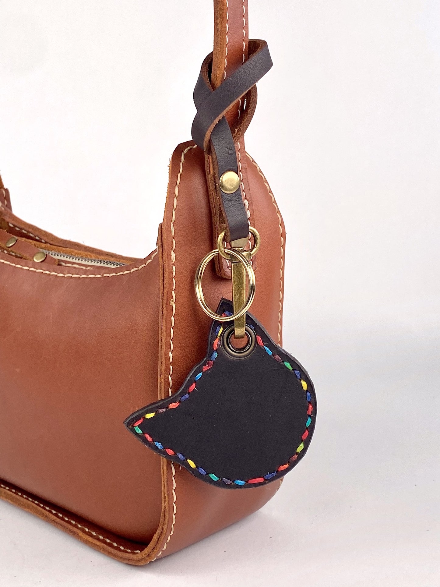 Kitty Cat Leather Key Chain Purse Charm