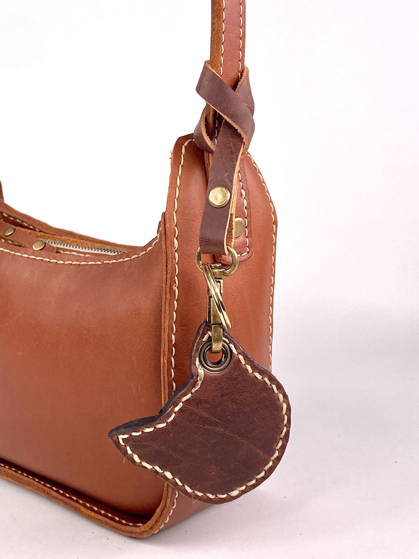 Kitty Cat Leather Key Chain Purse Charm