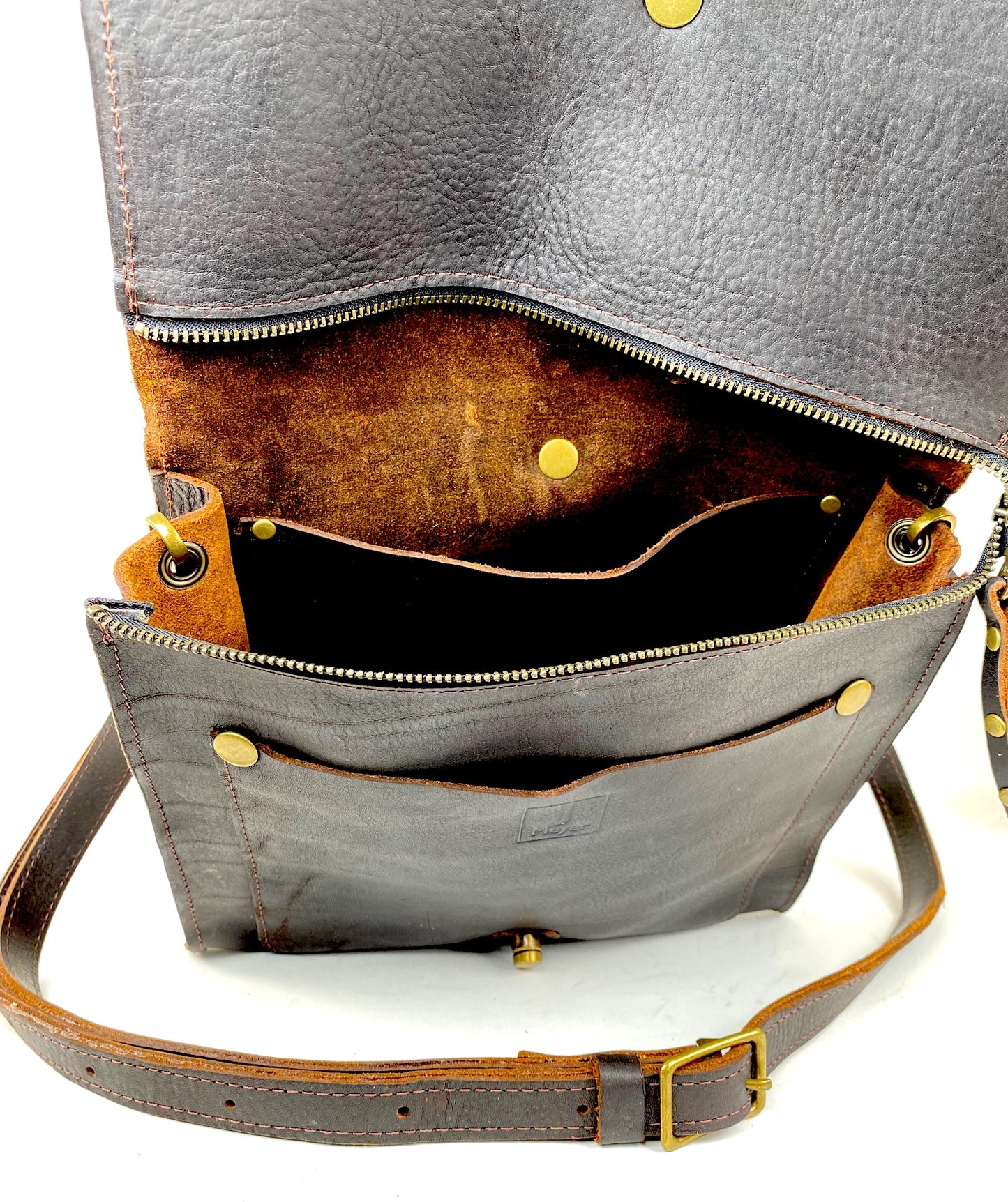 Leather Satchel Purse in Havana Brown