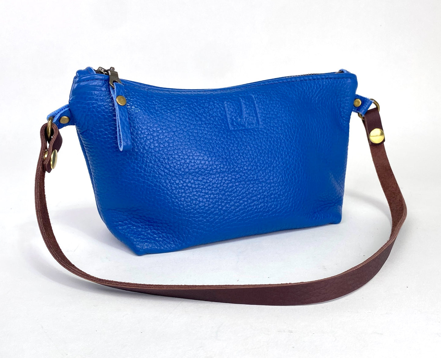 Tagalong Shoulder Purse in Electric Blue Italian Leather