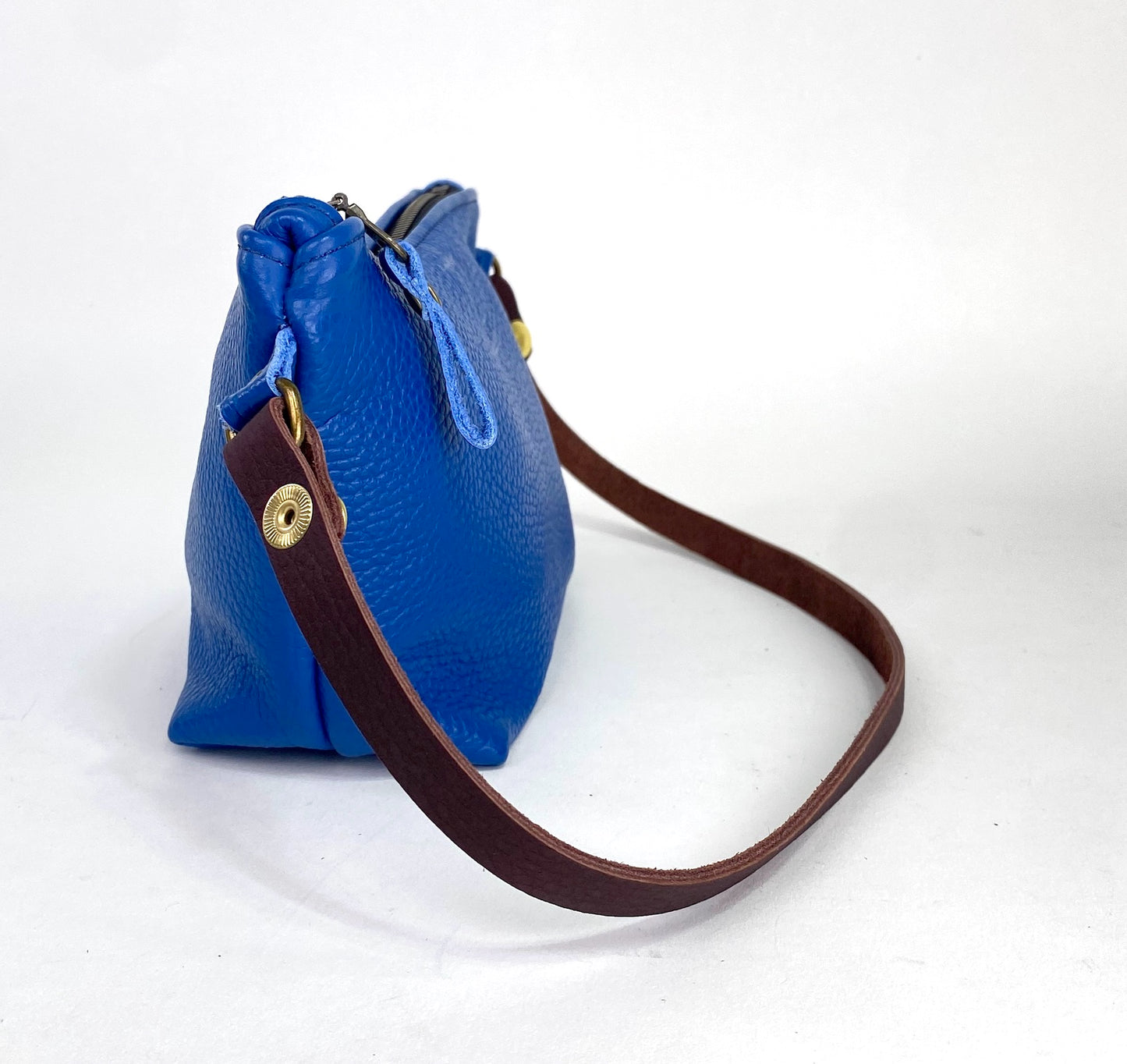 Tagalong Shoulder Purse in Electric Blue Italian Leather