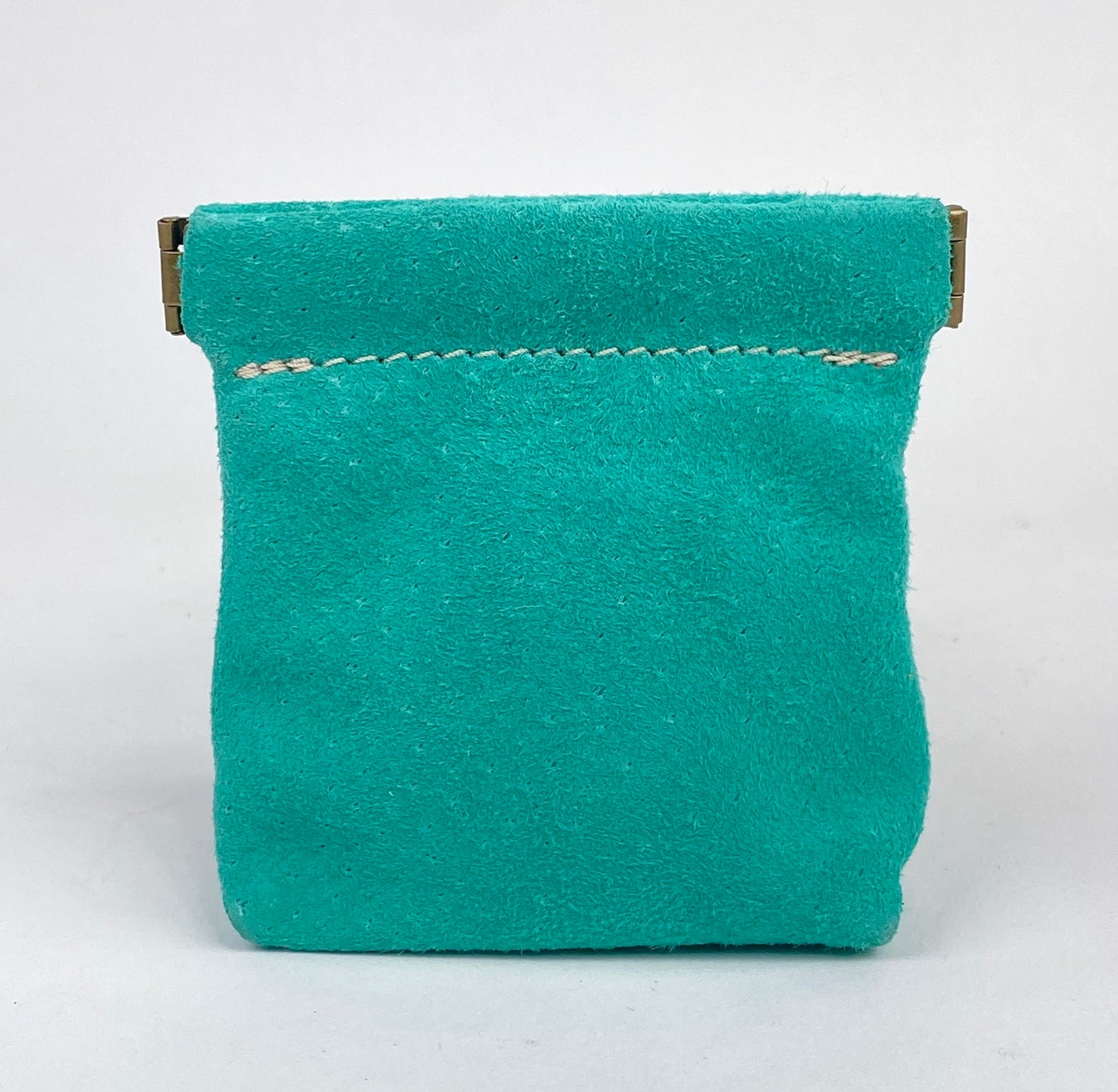 Mint Green Suede Squeeze Coin Pouch Purse