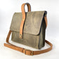 Leather Satchel Purse in Olive Green