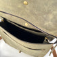 Leather Satchel Purse in Olive Green
