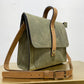 Leather Satchel Purse in Olive Green