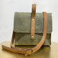 Leather Satchel Purse in Olive Green