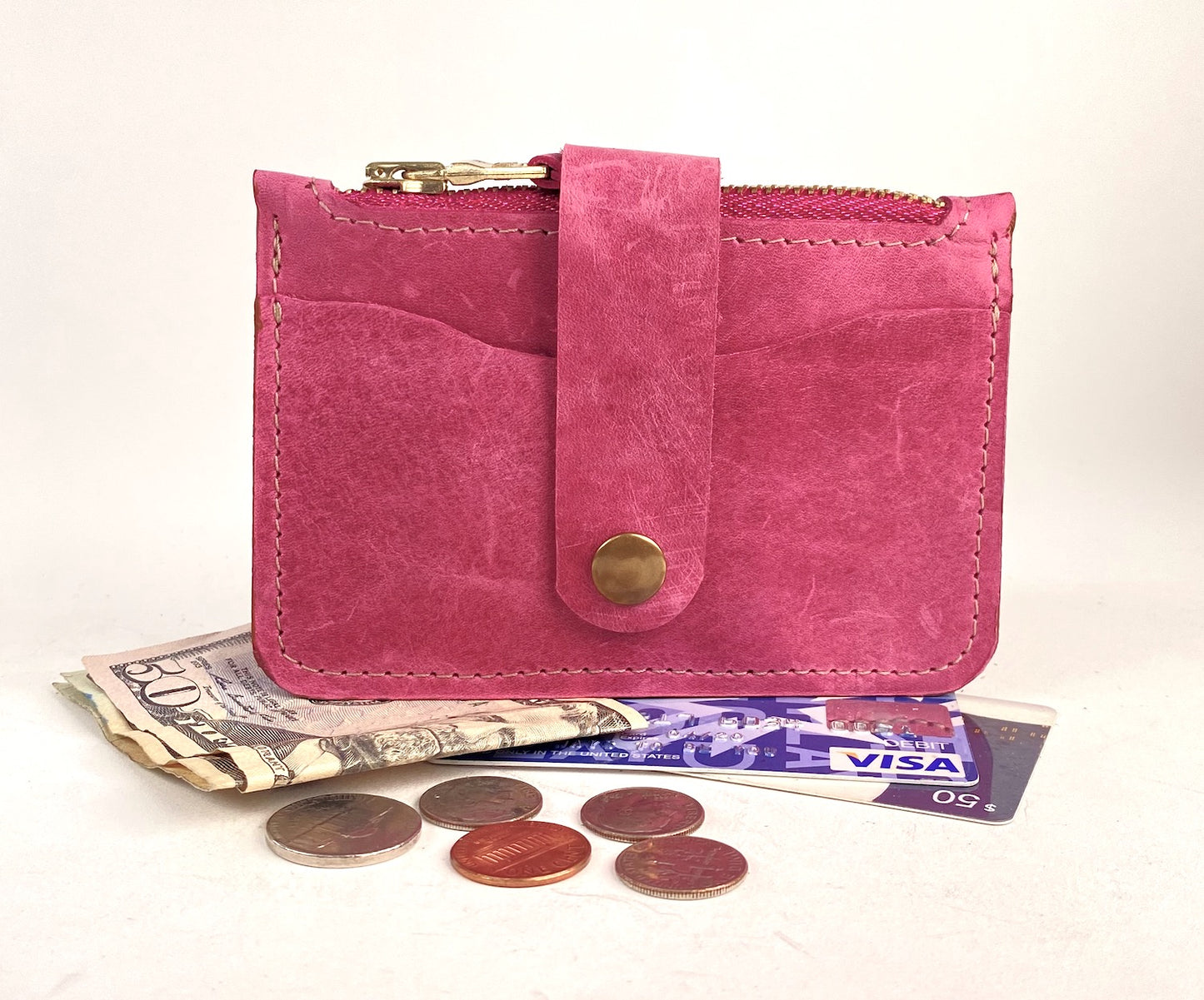 CardGuard Minimalist Leather Wallet in Pink