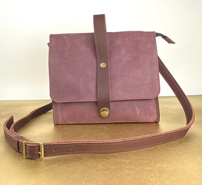 Purple Leather Satchel Purse