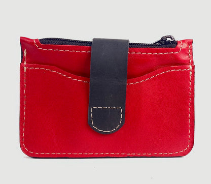 CardGuard Minimalist Leather Wallet in Red with Black