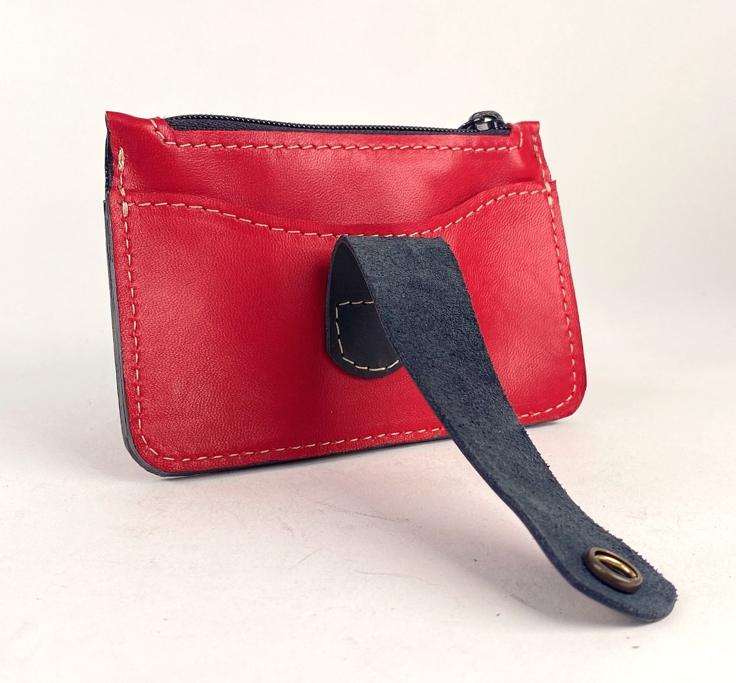 CardGuard Minimalist Leather Wallet in Red with Black