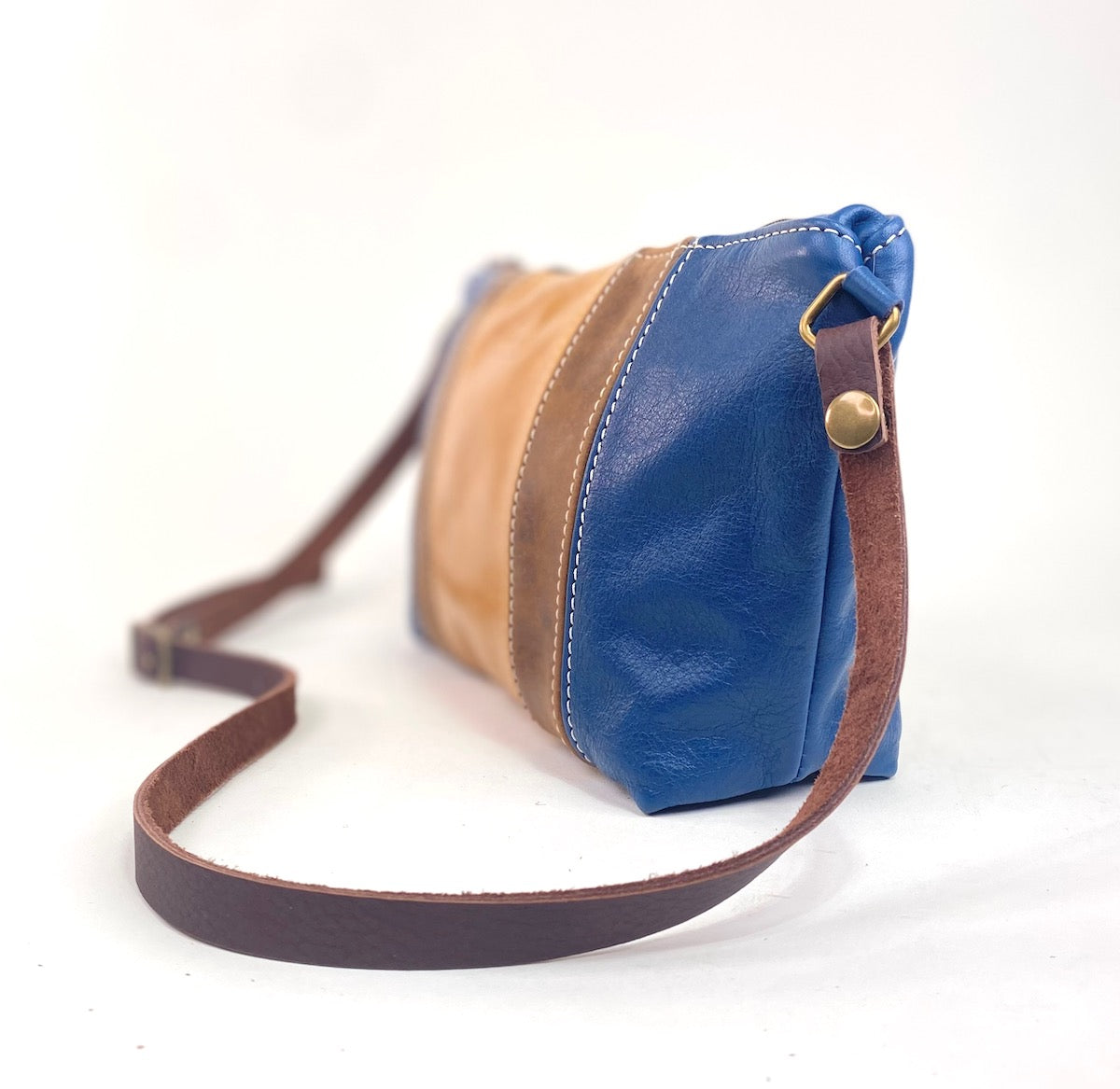 Classic Companion in Navy and Tan Leather Stripe