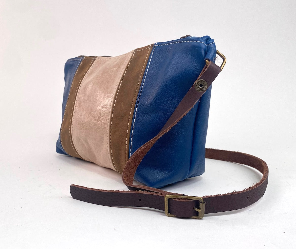 The Classic Companion Purse in Navy and Buff Stripe