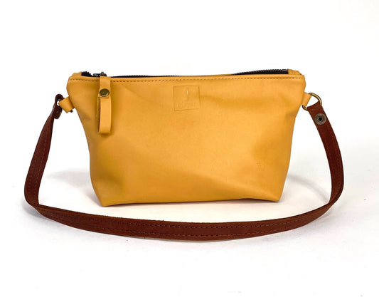 Tagalong Shoulder Purse in Sunflower Yellow Italian Leather