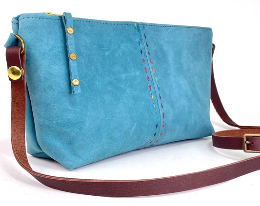 Classic Companion in Teal Blue with Saddle Stitch Detail