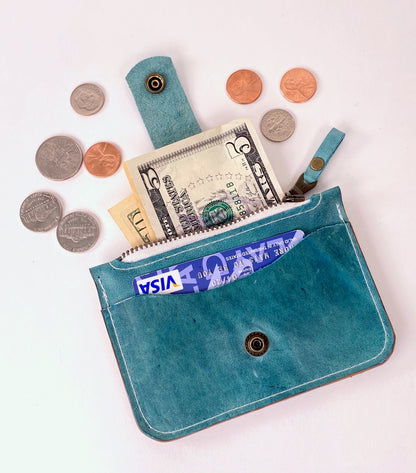 CardGuard Minimalist Leather Wallet in Teal Green