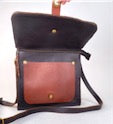 Leather Satchel Purse Two-Tone in Tan and Havana Brown