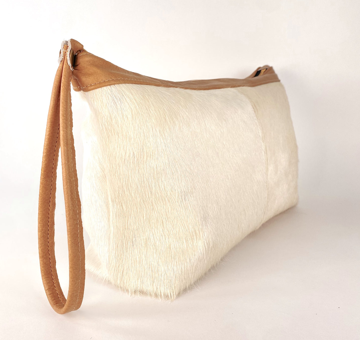 Large Clutch Hair-On Cowhide Purse in Ivory