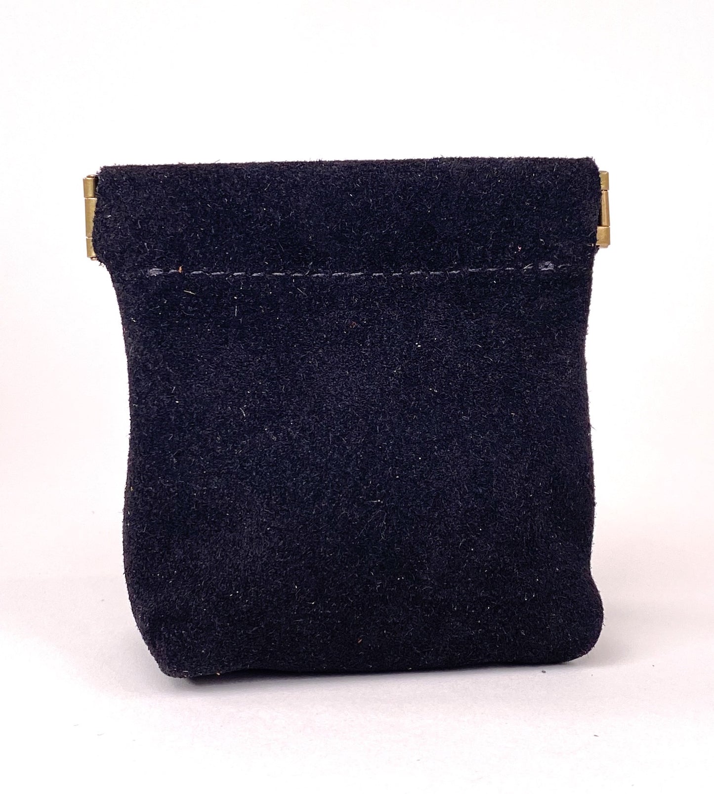 Black Suede Squeeze Coin Pouch Purse