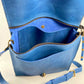 Leather Satchel Purse in Electric Blue