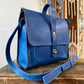 Leather Satchel Purse in Electric Blue