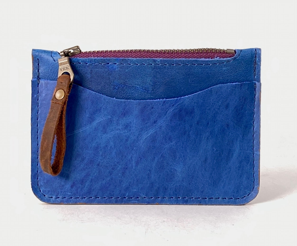 Blue Leather Card & Coin Wallet