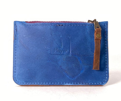 Blue Leather Card & Coin Wallet