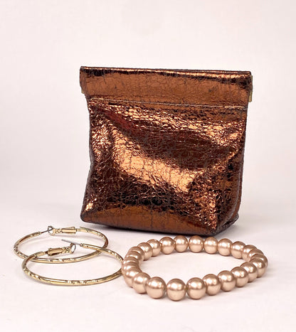 Shimmer Bronze Squeeze Coin Pouch Purse
