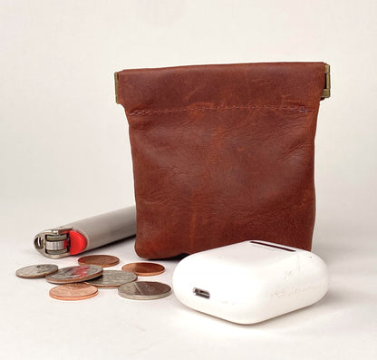 Brown Squeeze Coin Pouch Purse