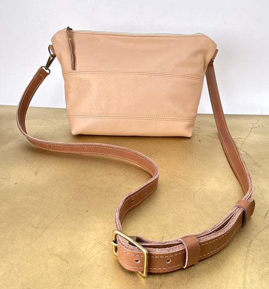 Leather Crossbody Purse in Taupe