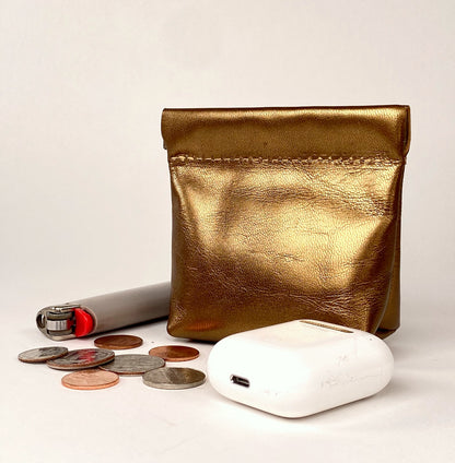 Shimmer Gold Squeeze Coin Pouch Purse