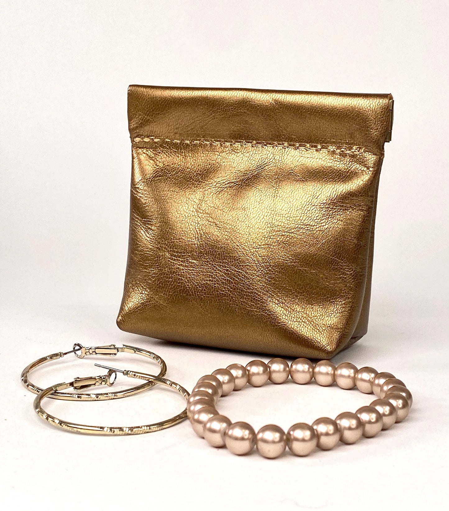 Shimmer Gold Squeeze Coin Pouch Purse