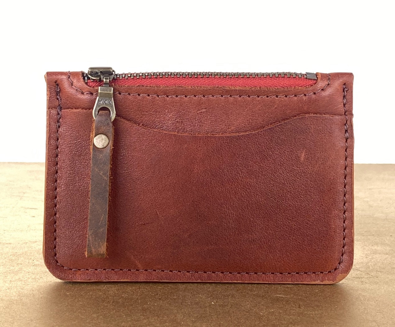 Card & Coin Wallet in Mahogany Brown Leather