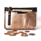 Black with Blush Metalic Leather Card & Coin Wallet