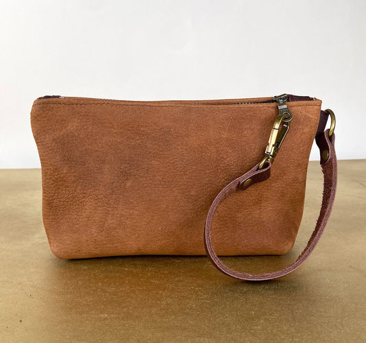 Tagalong Clutch in Medium Brown Leather