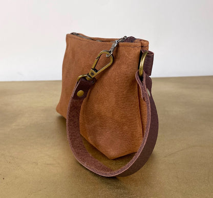Tagalong Clutch in Brown Leather