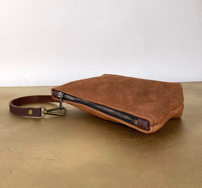 Tagalong Clutch in Brown Leather