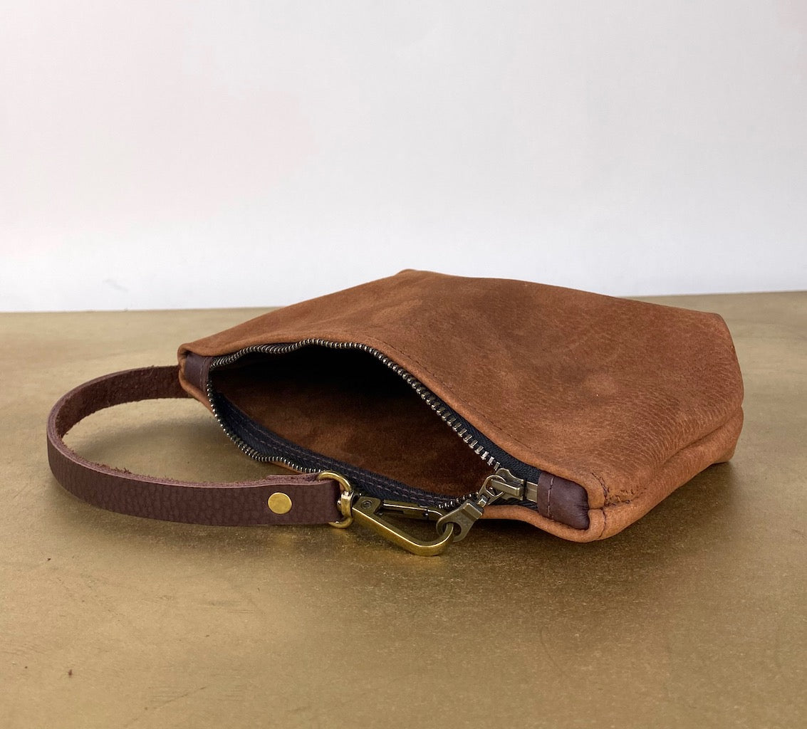 Tagalong Clutch in Brown Leather